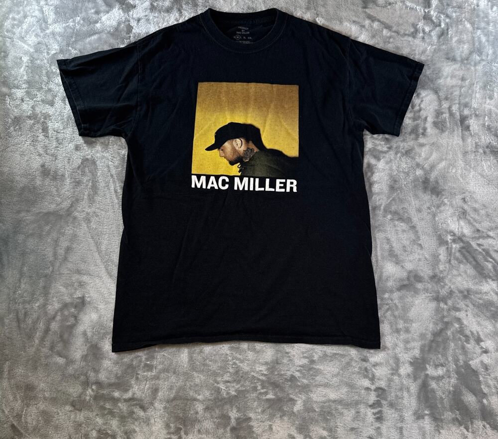 Mac Miller Shirt Mens Medium Black Graphic Circles Tour Portrait Hip Hop Tee